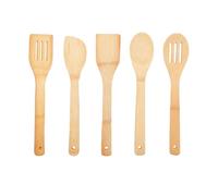 Set de 5 Ustensiles de Cuisine en Bois pour Poêle antiadhésive Outil 30CM | Ensemble Accessoires Complet Bambou Spatula Turner Cuillères de Cuisine Non Toxiques Déformation Durabilité Ergonomique