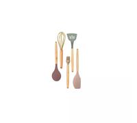 Set de 5 ustensiles de cuisine en silicone et manche en bambou