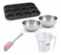 Set de 5 ustensiles de pâtisserie moule à gâteaux bol spatule et verre doseur Black metallic Black mettallic Zenker Black mettallic Noir