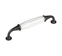 Set de 5 x SO-TECH® Poignée en Porcelaine JOHANNA Finition Argent Vieilli blanc Entraxe 128 mm poignée de Meuble Poignée