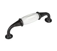 Set de 5 x SO-TECH® Poignée en Porcelaine JOHANNA Finition Argent Vieilli blanc Entraxe 96 mm Poignée de Meuble Poignée