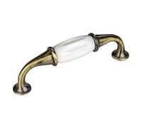 Set de 5 x SO-TECH® Poignée en Porcelaine JOHANNA Finition Laiton Vieilli blanc Entraxe 96 mm Poignée de Meuble Poignée