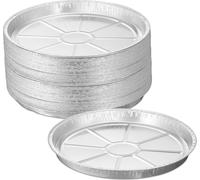 Set de 50 barquettes rondes en aluminium 25 x 27,5 cm - Moule à tarte - Bac de récupération pour BBQ - Argenté