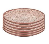Set de 6 assiettes à dessert en céramique terracotta motif mandala (Ø19,5 cm) - AKKA - ALTOBUY Rouge G