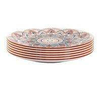 Altobuy - Set de 6 assiettes plates Mandala en porcelaine Ø26 cm orange