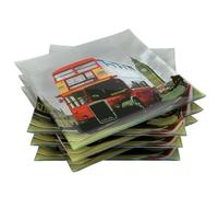 Set de 6 Assiettes Plates en Verre - Élégant Motif Londres - Carré 25x25 cm - Design Chic et Tendance pour Service de Table