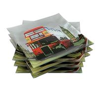 Set de 6 Assiettes Plates en Verre - Élégant Motif Londres - Carré 25x25 cm - Design city Chic et Tendance pour Service de Table Pour la Maison ou pour Offrir