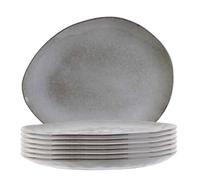 Altobuy Set de 6 assiettes plates GALET en céramique - Gris (27,5×23 cm)
