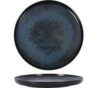 Set de 6 assiettes plates YAKI rondes à dessert, plat à service de table en Porcelaine décorée - diamètre 32 x hauteur 3 cm
