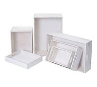 Mendler Set de 6 boîtes de rangement en bois - Blanc