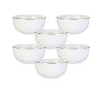 Set de 6 bols blancs en porcelaine avec liseré doré (50cl) - AURA