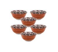 Set de 6 bols en porcelaine orange mandala Ø15cm