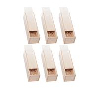 Set de 6 caisses à vin en bois - Emballage cadeau de luxe pour bouteilles de vin - Laine de bois et couvercle coulissant inclus - Marron
