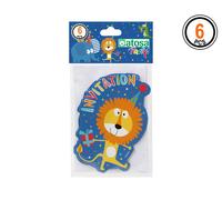 Set de 6 cartes d'invitation en papier thème animaux heureux - Déco