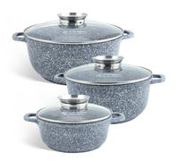 Set de 6 casseroles – Revêtement granité – Aluminium moulé sous pression – Compatible avec l'induction