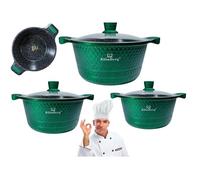 Set de 6 casseroles rouges 2.5/4.5/7L, avec couvercle, induction, pour tous types de plaques de cuisson Vert