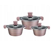 Set de 6 casseroles rouges, avec couvercle, induction, pour tous les types de feux, set de casseroles à induction Rosegold