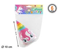 Set de 6 chapeaux de fête en carton licorne multicolore - 10 cm de diamètre - Pour anniversaire et décoration