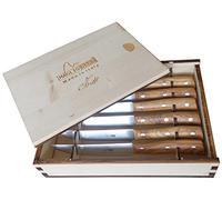 Set de 6 Couteaux à Steak Ligne Iside, Lame 12 cm avec Manche en Bois d'Olivier - Maglio Nero Fabriqué en Italie