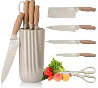 set de 6 couteaux de cuisine noirs avec lames anti-adhésives tranchantes