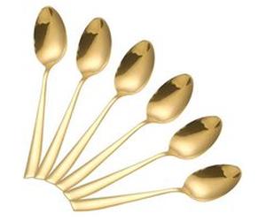 Set de 6 Cuillères à Dessert Format 14.5cm en Acier Inoxydable Cheffinger Dorée Dorée