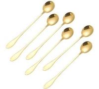 Set de 6 Cuillères à Soda / Longdrink / Thé Glacé en Acier Inoxydable Cheffinger Dorée Dorée