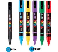 Set de 6 marqueurs pigmentaires POSCA "Mon premier coffret", couleurs assorties