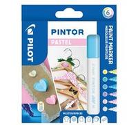 PILOT Marqueurs peinture Pintor – Pochette 6 pastel – Multi-surfaces, pointe moyenne