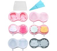 Set de 6 moules à glace en silicone avec couvercle et bâtonnets, Petits moules à glace en silicone pour glace maison, Moule à mini glaçons