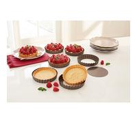 Set de 6 moules à tartelette avec fond amovible acier revêtement antiadhérent 12 cm Mathon