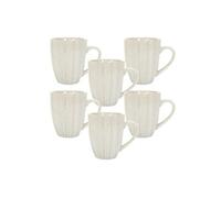 Set de 6 mugs beiges en céramique (30cl) - SHELLY -