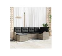 Set de 6 Pièces de Canapés de Jardin avec Coussins en Rattan Poly Gris Clair, Canapé de Jardin de 2 Places avec Rangement et 3354781