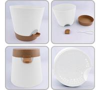 Set de 6 pots de plantes auto-irrigués avec système d'arrosage - pots de plantes ronds pour plantes d'intérieur et de balcon - cactus juteux - 16,5 cm vert