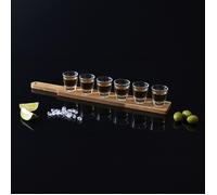 Set de 6 Shooters - COOK CONCEPT - Élégants - Transparent et Or - Support en Acacia