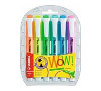 STABILO Surligneur Swing Cool – Pointe biseautée 1 et 4 mm – Pochette 6 surligneurs fluo assortis
