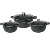 set de 6 ustensiles de cuisine 20 / 24 / 28 cm Casserole à induction en fonte d'aluminium Poêle Set de casseroles en marbre