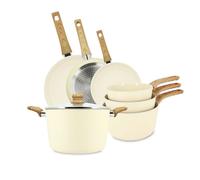 Set de 7 piÈces colorama crÈme - poÊles/casseroles/faitout - en aluminium - revÊtement antiadhÉsif en cÉramique
