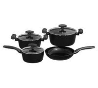 Set de 7 pièces de batterie de cuisine avec revêtement antiadhésif en céramique : ø16 cm / ø20 cm / ø24 cm / ø24 cm - Noir
