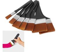set de 7 pinceaux plats pour artistes - gesso, vernis, acrylique, peinture à l'huile, aquarelle, bois, nettoyant pour meubles
