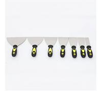 Set de 7 Spatules en Acier Inox Bicolores, de 10 à 20 cm - Manches Antidérapants pour Enduit, Maçonnerie et Cuisine