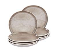 Set de 8 Assiettes à Desserts en Grès Finition Émail Réactive Gris