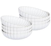 Set de 8 Assiettes Creuses en Grès Bols Pâtes Artisanal Finition Glacée Blanc