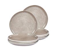 Set de 8 Assiettes Plates en Grès Fait Main pour Finition Émail Réactive Gris