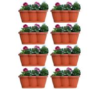 set de 8 bacs à fleurs de 40cm, jardinière de balcon en terre cuite au design ondulé, y compris soucoupes d'arrosage assorties