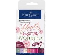 Faber-Castell Feutre PITT Artist Pen – Hand Lettering, encre India – Étui de 8, nuances de rose
