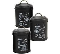 Set de 9 pot hermétique de cuisine pour thé, sucre et café, bocaux de rangement, récipient de stockage pour aliments en métal coloris noir - Diamètre 11 x Hauteur 16 cm -JUANIO - Noir G