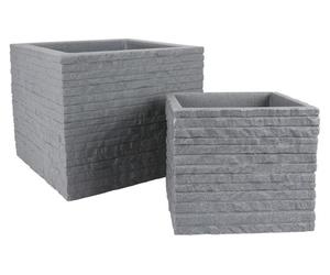 Set de bacs à plantes en brique gris Pot de fleurs Cache-pot Jeu de bacs