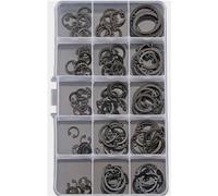 Set de bagues de caution - Assortiment de bagues E-Type - Pièces d'attache - Acier inoxydable - 100 pièces - Noir
