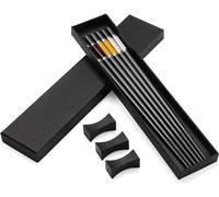 Set de baguettes japonaises - acier inoxydable - 6 pièces - noir