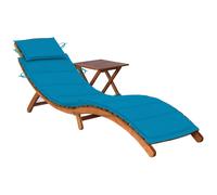 vidaXL Bain de soleil de jardin avec table et support en bois massif d'acacia